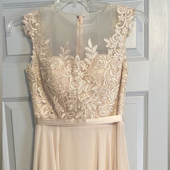 Dancing Queen Dresses & Skirts - Dancing Queen Cream Blush Floral Lace Illusion Gown
